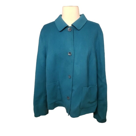 Talbots Professional Blazer Jacket Womens 18 Double-faced Wool Teal Office NWT - Picture 1 of 6